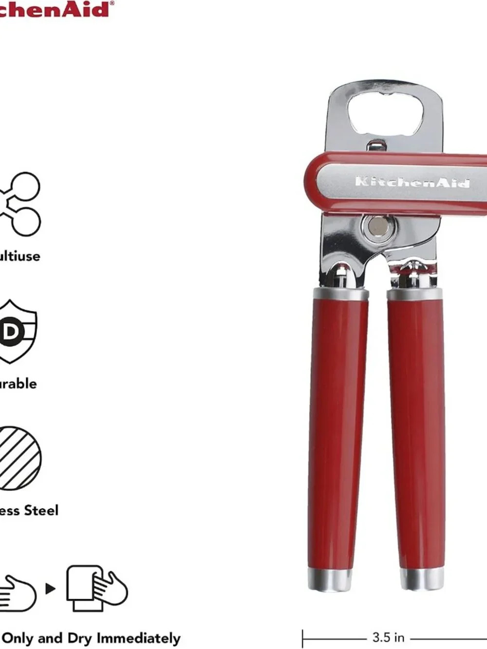 KitchenAid Classic Multifunction Can Opener and Bottle Opener Easy to Use